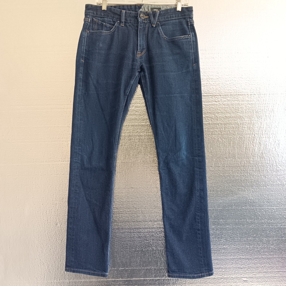 Volcom Vorta Slim Straight Jeans Mens 31 Blue Excellent Dark Wash Skate Denim